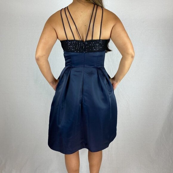 Theia Navy Blue Strappy Halter Dress $595 - Picture 6 of 7